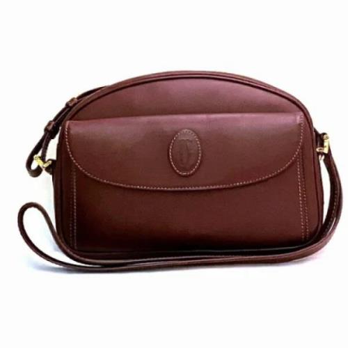 Pre-owned Leather shoulder-bags Cartier Vintage , Brown , Dames