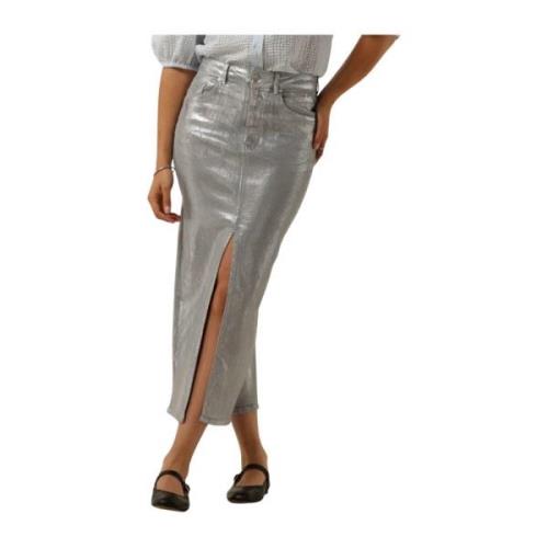 Zilveren Midi Rok Aspect Second Dames , Gray , Dames