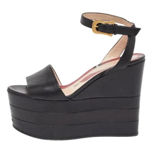 Pre-owned Leather sandals Gucci Vintage , Black , Dames