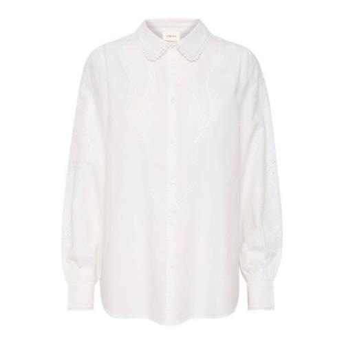 Feminine Blouse met Pofmouwen Cream , White , Dames