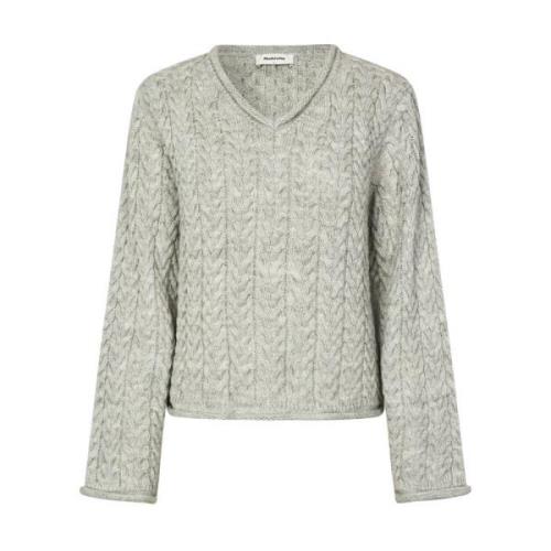 V-Neck Pullover Kurtis Sweater Modström , Gray , Dames