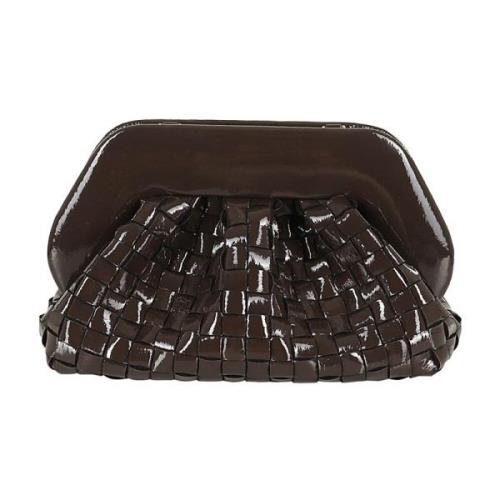 Glanzend Zwart Leren Clutch Tas THEMOIRè , Brown , Dames