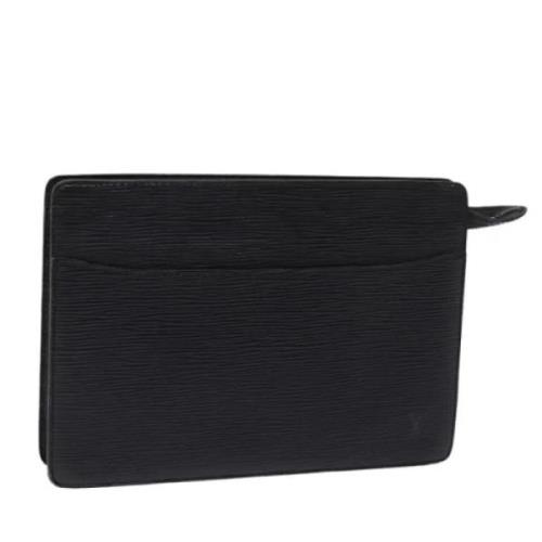 Pre-owned Leather clutches Louis Vuitton Vintage , Black , Dames