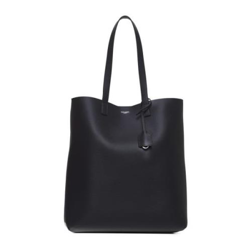 Stoere Zwarte Leren Tote Tas Saint Laurent , Black , Heren