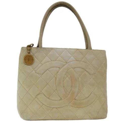 Pre-owned Leather totes Chanel Vintage , Beige , Dames