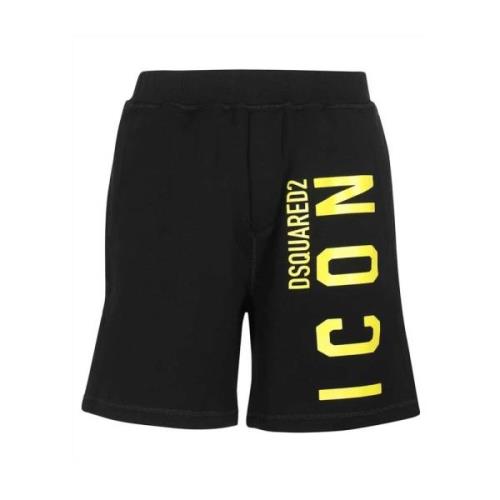 Zwarte Katoenen Shorts Ss22 Dsquared2 , Black , Heren