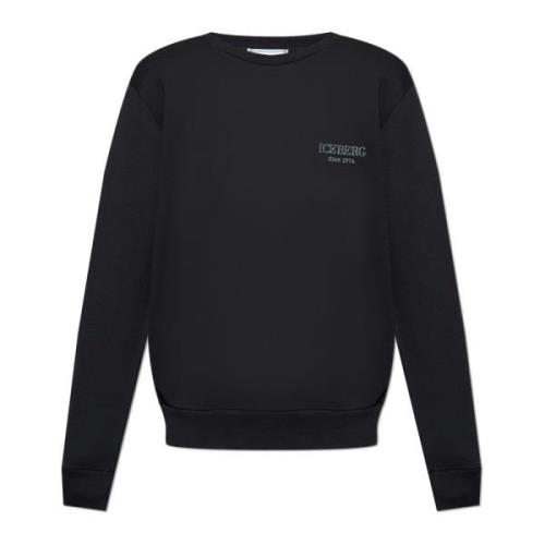 Sweatshirt met logo Iceberg , Black , Heren