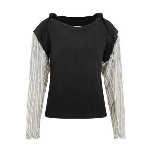 Zwart Katoenen T-shirt met Unieke Details Maison Margiela , Black , Da...