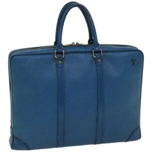 Pre-owned Leather briefcases Louis Vuitton Vintage , Blue , Dames