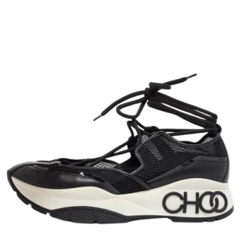 Pre-owned Leather sneakers Jimmy Choo Pre-owned , Black , Dames