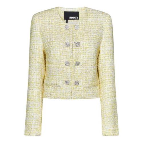 Gele Bouclé Tweed Cropped Blazer Rotate Birger Christensen , Yellow , ...