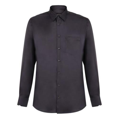 Zijden Shirt met Voorzak Giorgio Armani , Blue , Heren