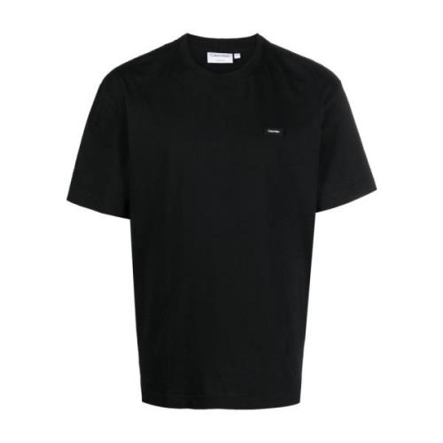 Zwart Katoenen Logo T-shirt Calvin Klein , Black , Heren