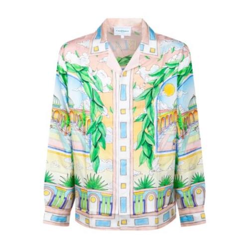 Ideale Zijden Shirt Multicolor Print Casablanca , Multicolor , Heren