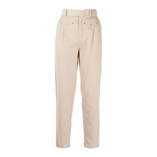 Hoge taille katoenen broek voor vrouwen Liu Jo , Beige , Dames