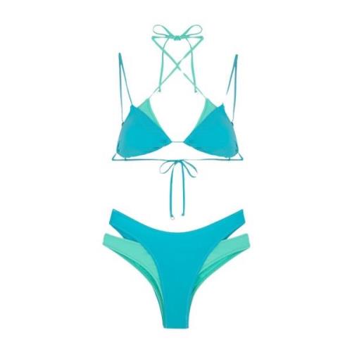 Bikini Triangolo E Slip Americano Doppio Sundown F**k , Blue , Dames