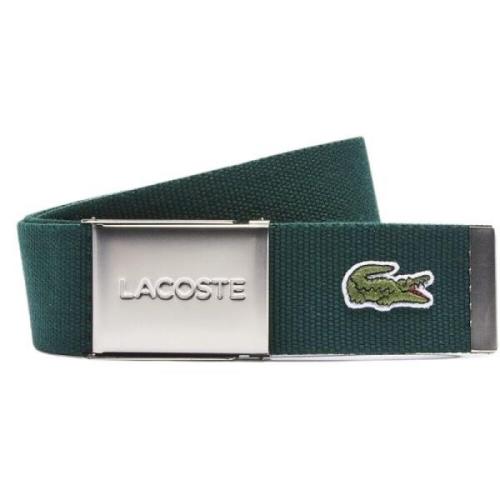 Groene geweven riem met metalen gesp Lacoste , Green , Heren