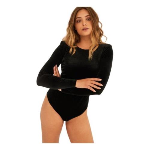 Zwarte Maneater Bodysuit met Schouderkussens Undress Code , Black , Da...