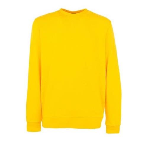 Vintage Ronde Katoenen Sweatshirt Geel Sun68 , Yellow , Heren