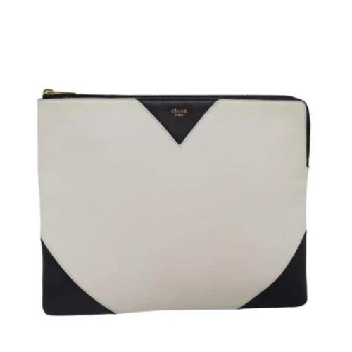 Pre-owned Leather clutches Celine Vintage , White , Dames