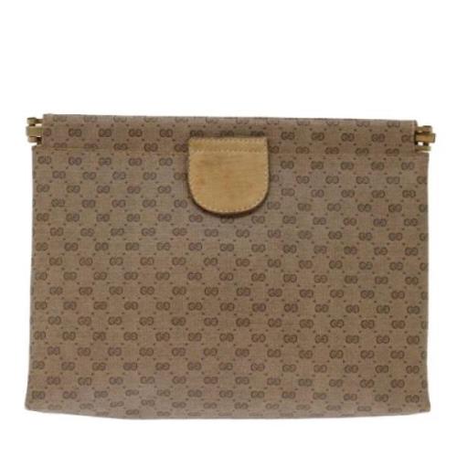 Pre-owned Leather clutches Gucci Vintage , Beige , Dames