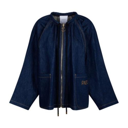 Blauwe Denim Peacoat met Touwveters Patou , Blue , Dames