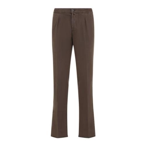 Bruine Broek Verhoog Stijl Elegantie Kiton , Brown , Heren