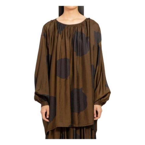 Grafisch stippenprint blousonmouw top UMA Wang , Brown , Dames