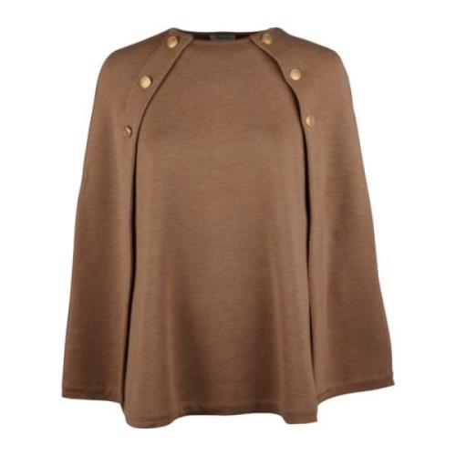 Mary Wol Cape Beige Gouden Knopen Stenströms , Brown , Dames