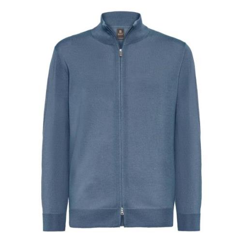 Merino wol volledige rits trui Boggi Milano , Blue , Heren