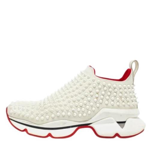 Pre-owned Fabric sneakers Christian Louboutin Pre-owned , White , Dame...