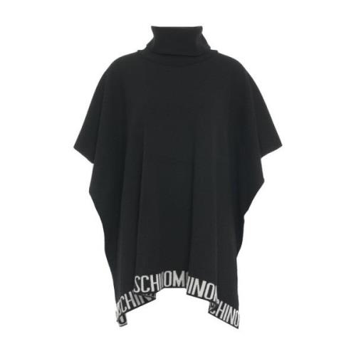 Zwarte Gebreide Poncho Aw24 Moschino , Black , Dames