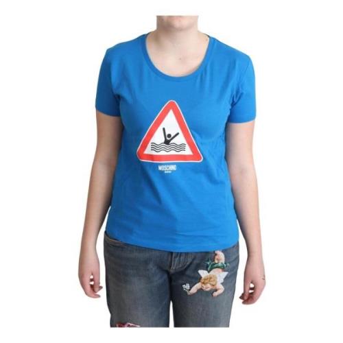 Blauwe Triangle Swim Grafische Print Tee Moschino , Blue , Dames