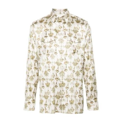 Kroonluchter Print Zijde Blouse Givenchy , White , Heren