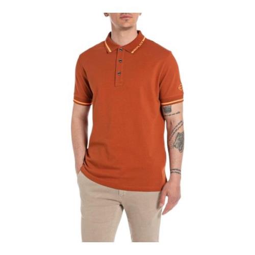 Polo Korte Mouw Replay , Brown , Heren