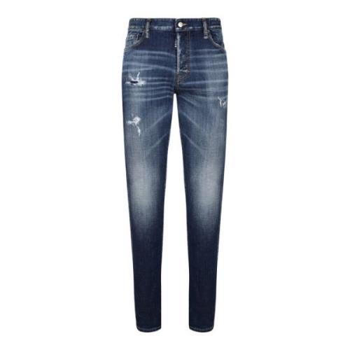 Blauwe Skinny Distressed Jeans Dsquared2 , Blue , Heren