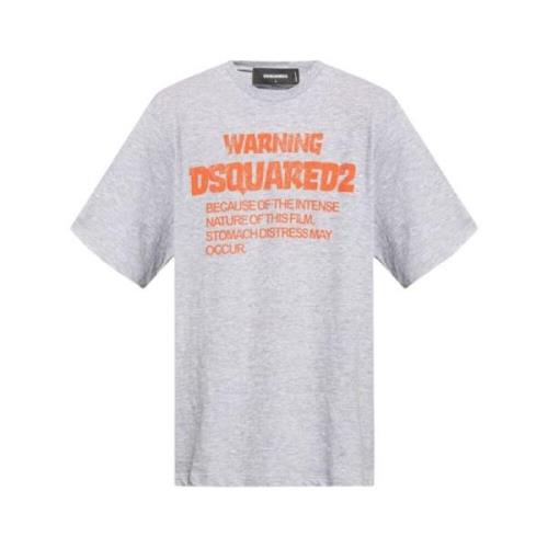 Grijze Logo Print T-Shirt Dsquared2 , Gray , Heren