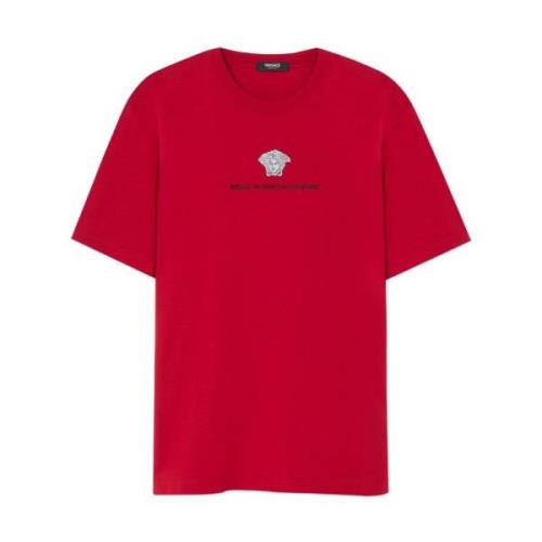 Rode Medusa Head Motif T-shirt Versace , Red , Heren