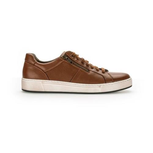 Cognac Leren Derby Sneaker Gabor , Brown , Dames