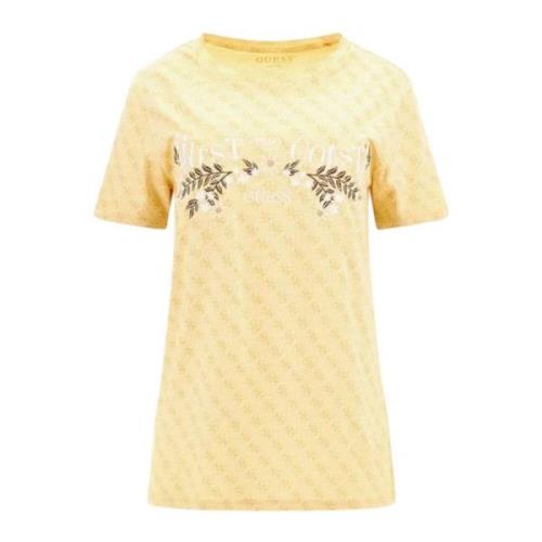 Korte Mouw T-shirt Guess , Yellow , Dames