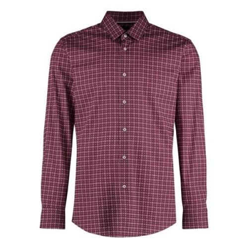 Katoenen shirt met afgeronde zoom Hugo Boss , Red , Heren