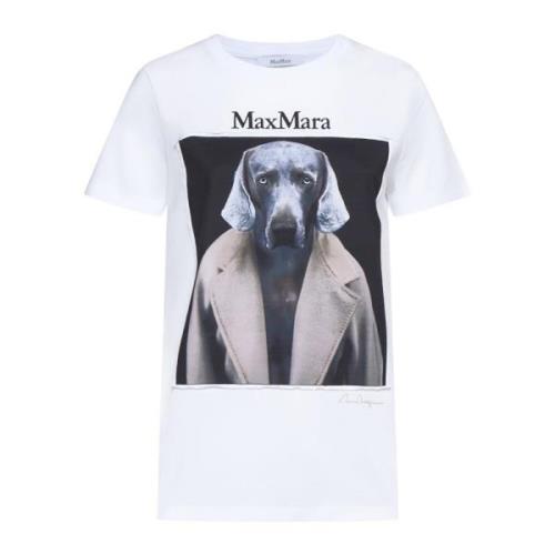 Iconische Print Crew Neck T-shirt Max Mara , White , Dames