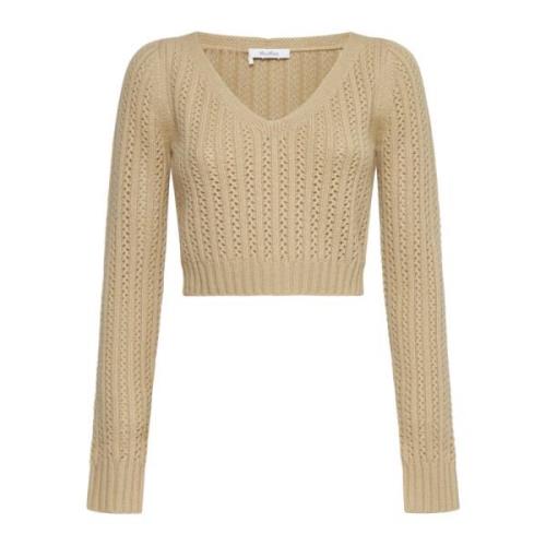 Ecru Gehaakte Wol Kasjmier Trui Max Mara , Beige , Dames