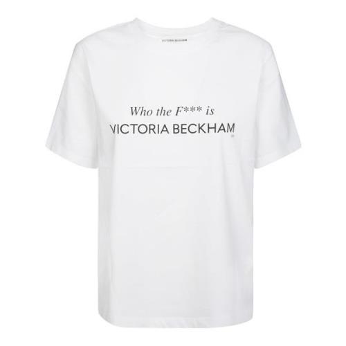 WIE DE F*** IS Slogan Tee Victoria Beckham , White , Dames