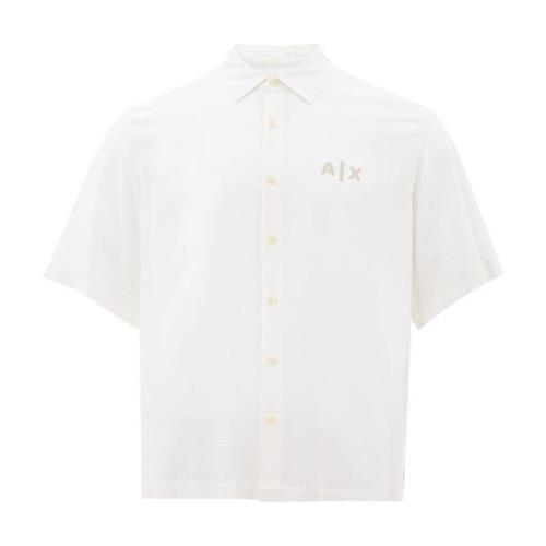 Witte Viscose Shirt Klassieke Stijl Armani Exchange , White , Heren