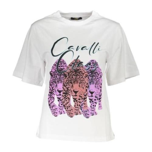 Handtekening Print Wit T-shirt Cavalli Class , White , Dames