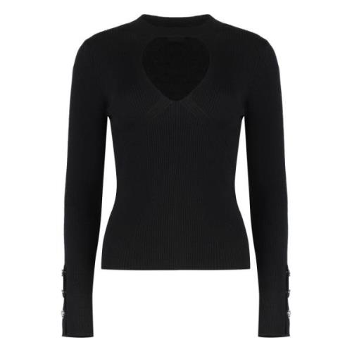 Gebreide wolmix top met uitsnijddetail Pinko , Black , Dames