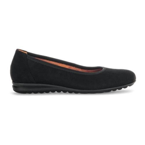 Zwarte Nubuck Leren Ballerina's Gabor , Black , Dames