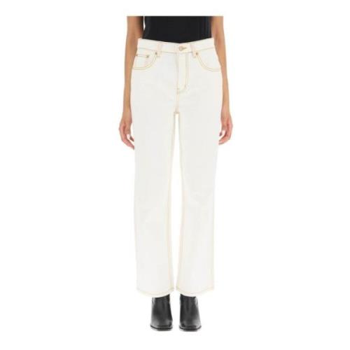 Straight Jeans met Hoge Taille Tory Burch , White , Dames