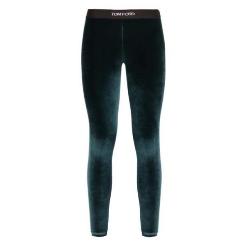 Contrast Logo Elastische Taille Leggings Tom Ford , Green , Dames